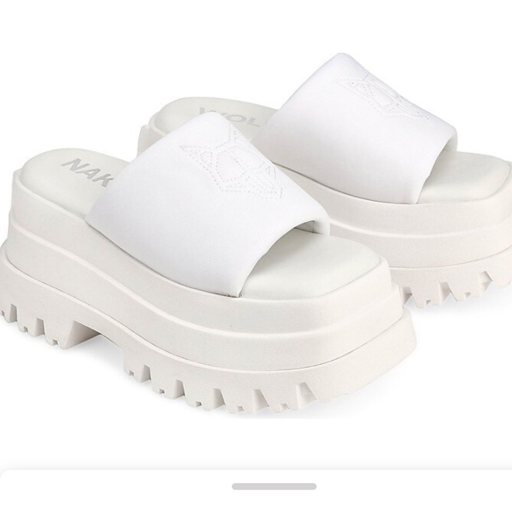 NAKED WOLFE Delicious Sandals Platform Shoes in White NEW - Picture 7 of 16